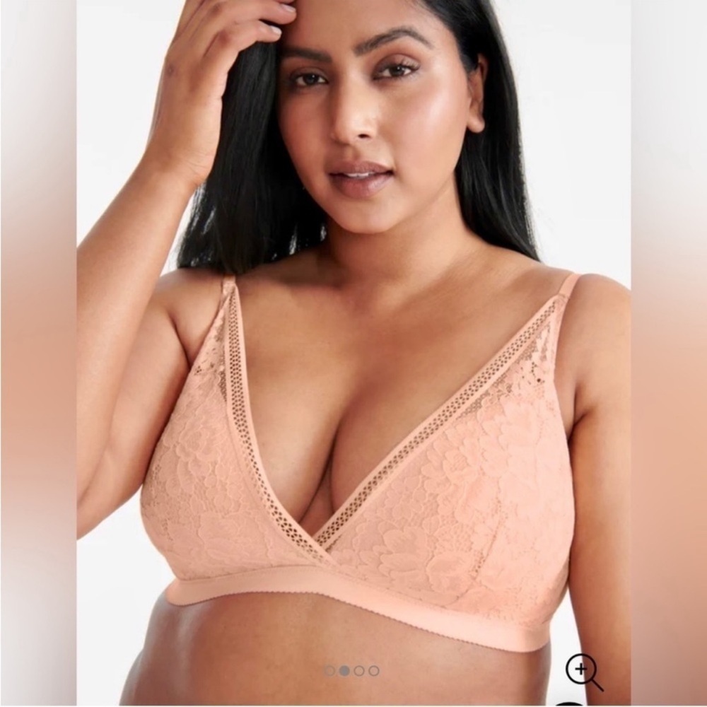 Knix Lace Deep Vneck Bralette Size XXL Honey Peach NWT